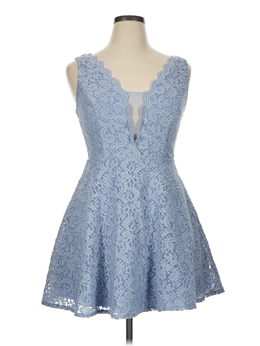 City Studio Sky Blue Lace Fit & Flare Mini Dress